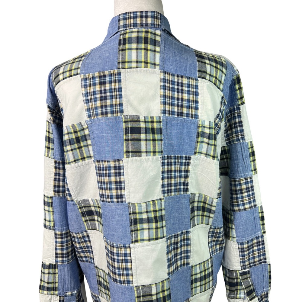Vintage Marsh Landing Patchwork Plaid ButtonDown Shirt Long Sleeve Cotton Size M - Picture 9 of 9